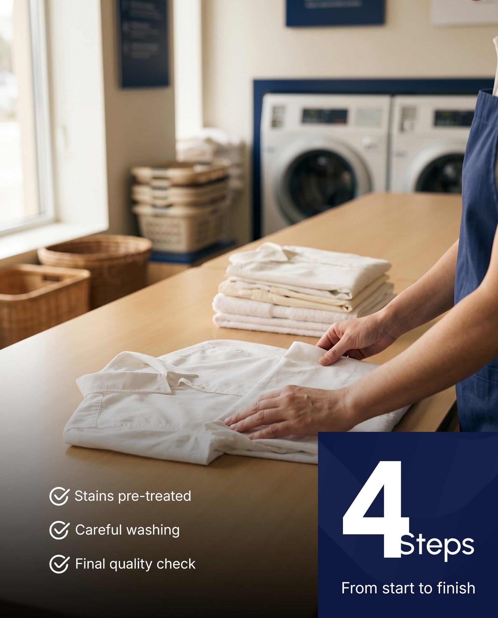 Neatly folded laundry after careful washing
